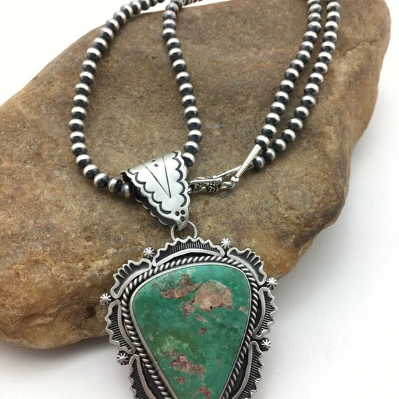 Navajo Sterling Silver Necklace Pendant Length 20 - Picture 4 of 12